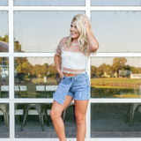 Distressed Denim Shorts - Pink Peach Boutique