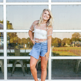 Distressed Denim Shorts - Pink Peach Boutique