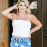 White Ribbed Crop Cami Top - Pink Peach Boutique
