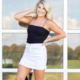White Distressed Denim Skirt - Pink Peach Boutique