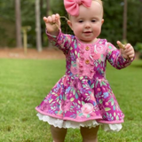 Floral Vintage Twirl Dress - Mauve - Pink Peach Boutique