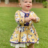 Vintage Floral Twirl Dress - Mustard - Pink Peach Boutique