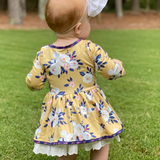 Vintage Floral Twirl Dress - Mustard - Pink Peach Boutique