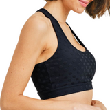 Textured Sports Bra - Black - Pink Peach Boutique