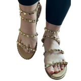 Forever Summer Studded Sandal - Taupe - Pink Peach Boutique