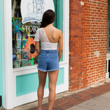 Good Vibes Denim Shorts - Pink Peach Boutique