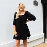 Game Changer Swiss Dot Mini Dress - Black - Pink Peach Boutique