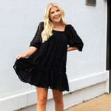 Game Changer Swiss Dot Mini Dress - Black - Pink Peach Boutique