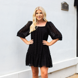Game Changer Swiss Dot Mini Dress - Black - Pink Peach Boutique
