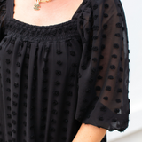 Game Changer Swiss Dot Mini Dress - Black - Pink Peach Boutique