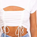 Ruched Top - White - Pink Peach Boutique