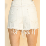 Distressed Denim Shorts - White - Pink Peach Boutique