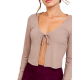 Mocha Long Sleeve Top - Pink Peach Boutique