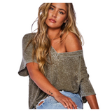 Olive Ribbed Knit Top - Pink Peach Boutique