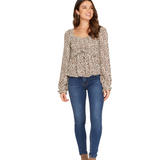 Cheetah Love Puff Sleeve Top - Pink Peach Boutique