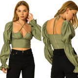 Forget Me Not Crop Top - Olive - Pink Peach Boutique