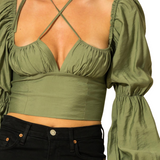 Forget Me Not Crop Top - Olive - Pink Peach Boutique