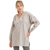 Mineral Washed Pullover Hoodie - Taupe - Pink Peach Boutique