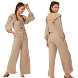 Ribbed Lounge Set - Taupe - Pink Peach Boutique