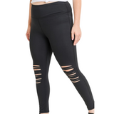 Laser Knee Cut Out Leggings - Black - Pink Peach Boutique