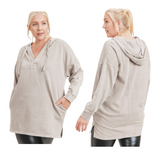 Mineral Washed Hoodie Plus - Taupe - Pink Peach Boutique
