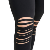 Laser Knee Cut Out Leggings - Black - Pink Peach Boutique