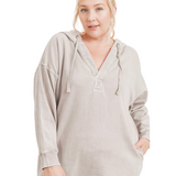 Mineral Washed Hoodie Plus - Taupe - Pink Peach Boutique