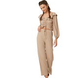 Ribbed Lounge Set - Taupe - Pink Peach Boutique
