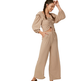 Ribbed Lounge Set - Taupe - Pink Peach Boutique