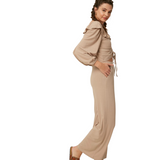 Ribbed Lounge Set - Taupe - Pink Peach Boutique