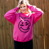 Georgia Smiley Face Sweatshirt - Pink - Pink Peach Boutique