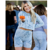 No Complaints Tie Dye Bike Short Set - Grey - Pink Peach Boutique