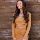 ribbed midi dress color pumpkin - Pink Peach Boutique