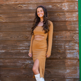 ribbed midi dress color pumpkin - Pink Peach Boutique