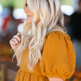 Cable Knit Puff Sleeve Dress - Pink Peach Boutique