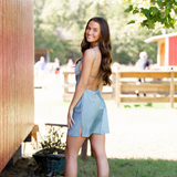 Flattered Satin Dress - Sage - Pink Peach Boutique