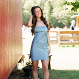 Flattered Satin Dress - Sage - Pink Peach Boutique