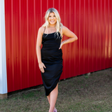 Black Swan Satin Dress - Pink Peach Boutique