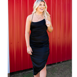 Black Swan Satin Dress - Pink Peach Boutique