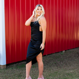 Black Swan Satin Dress - Pink Peach Boutique