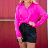 black faux leather shorts - amour boutique