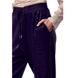 Sequin Jogger Pants - Black - Pink Peach Boutique