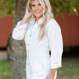 White Mocha Utility Romper - Pink Peach Boutique