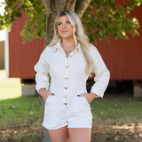 White Mocha Utility Romper - Pink Peach Boutique