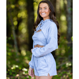 Twice As Good Layered Hoodie Top 3 pc. Set - Grey - Pink Peach Boutique