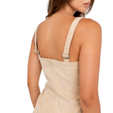 Corduroy Pleated Dress - Tan - Pink Peach Boutique