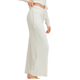 Ribbed Lounge Pants - Ivory - Pink Peach Boutique