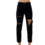 Cutting Edge Black Mom Jeans - Pink Peach Boutique