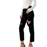 Cutting Edge Black Mom Jeans - Pink Peach Boutique