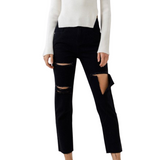 Cutting Edge Black Mom Jeans - Pink Peach Boutique